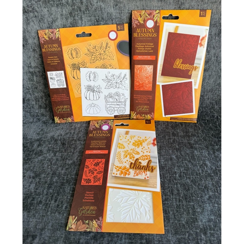 NEW Lot of 3 Crafters Companion Nature's‎ Garden Autumn Blessings Collection